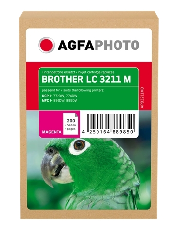 Agfa Photo Cartucho de tinta magenta APB3211MD compatible con Brother LC3211M LC-3211