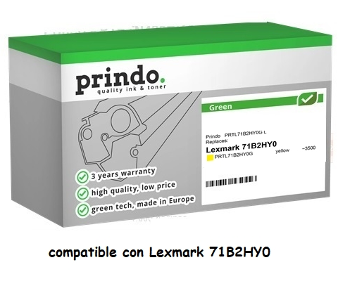Prindo Tóner amarillo PRTL71B2HY0G Green compatible con Lexmark 71B2HY0