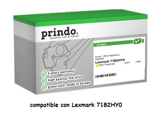 Prindo Tóner amarillo PRTL71B2HY0G Green compatible con Lexmark 71B2HY0