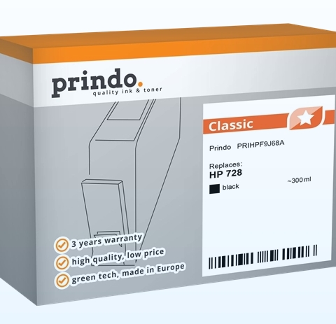 Prindo Cartucho de tinta negro PRIHPF9J68A compatible con HP 728 negro