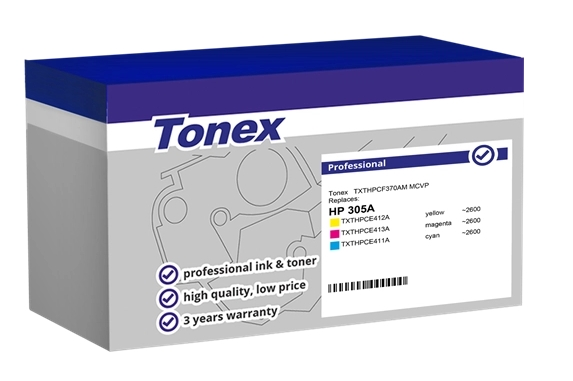 Tonex Multipack cian magenta amarillo TXTHPCF370AM MCVP compatible con HP 305A CF370AM