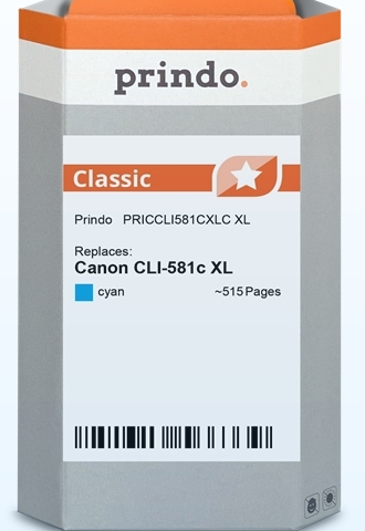 Prindo Cartucho de tinta cian PRICCLI581CXLC compatible con Canon CLI-581c XL 2049C001