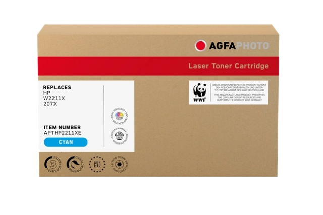 Agfa Photo Tóner cian APTHP2211XE compatible con HP 207X W2211X