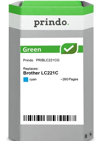 Prindo Cartucho de tinta cian PRIBLC221CG Green compatible con Brother LC221C LC-221