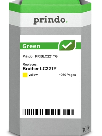 Prindo Cartucho de tinta amarillo PRIBLC221YG Green compatible con Brother LC221Y LC-221