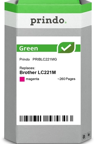 Prindo Cartucho de tinta magenta PRIBLC221MG Green compatible con Brother LC221M LC-221