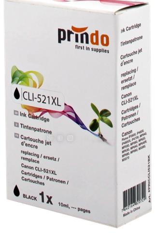 Prindo Cartucho de tinta negro PRICCLI521BK alternativa para Canon CLI-521bk (2933B001)