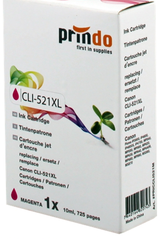 Prindo Cartucho de tinta magenta PRICCLI521M alternativa para Canon CLI-521m