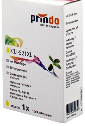 Prindo Cartucho de tinta amarillo PRICCLI521Y alternativa para Canon CLI-521y