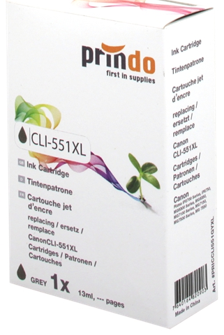 Prindo Cartucho de tinta gris PRICCLI551GYXL alternativa para Canon CLI-551gyXL