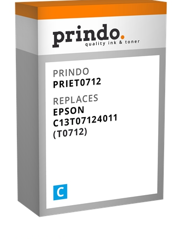 Prindo Cartucho de tinta cían PRIET0712 alternativa para Epson T0712