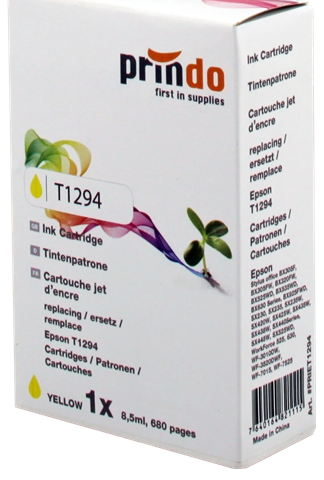 Prindo Cartucho de tinta amarillo PRIET1294 alternativa para Epson T1294