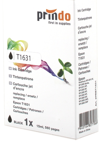 Prindo Cartucho de tinta negro PRIET1631 alternativa para Epson T1631