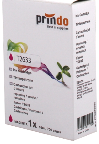 Prindo Cartucho de tinta magenta PRIET2633 alternativa para Epson T2633