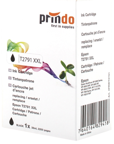 Prindo Cartucho de tinta negro PRIET2791 alternativa para Epson T2791 C13T27914010