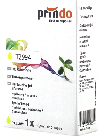 Prindo Cartucho de tinta amarillo PRIET2994 Compatible con Epson T2994 C13T29944010