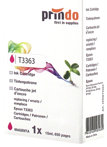 Prindo Cartucho de tinta magenta PRIET3363 Compatible con Epson T3363 C13T33634010