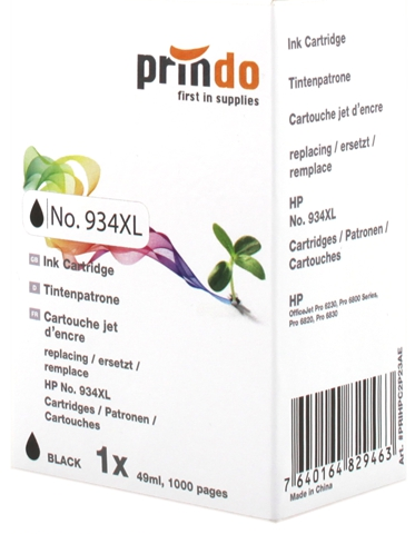 Prindo Cartucho de tinta negro PRIHPC2P23AE 49ml Compatible con HP C2P23AE 934XL