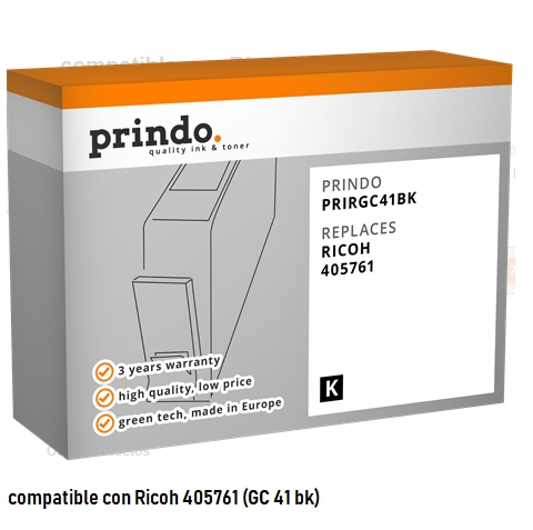 Prindo Cartucho de gel negro PRIRGC41bk Compatible con Ricoh GC41bk (405761)