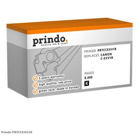 Prindo Tóner negro PRTCCEXV18 alternativa para Canon C-EXV18