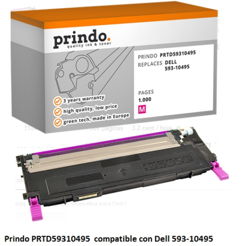 Prindo Tóner magenta PRTD59310495 alternativa para Dell 593-10495