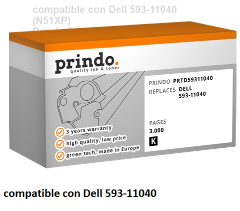 Prindo Tóner negro PRTD59311040 alternativa para Dell 593-11040