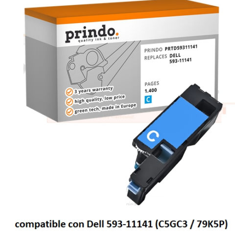 Prindo Tóner cían PRTD59311141 alternativa para Dell 593-11141