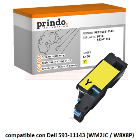 Prindo Tóner amarillo PRTD59311143 alternativa para Dell 593-11143