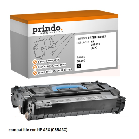 Prindo Tóner negro PRTHPC8543X alternativa para HP C8543X