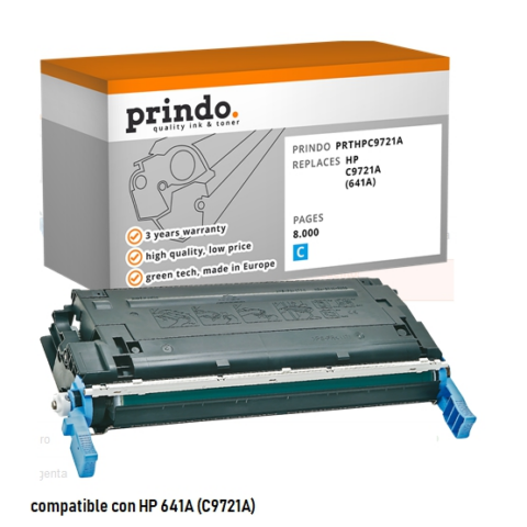 Prindo Tóner cían PRTHPC9721A alternativa para HP C9721A