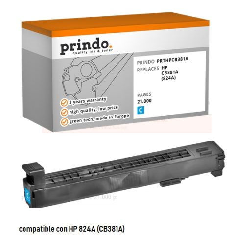 Prindo Tóner cían PRTHPCB381A alternativa para HP CB381A