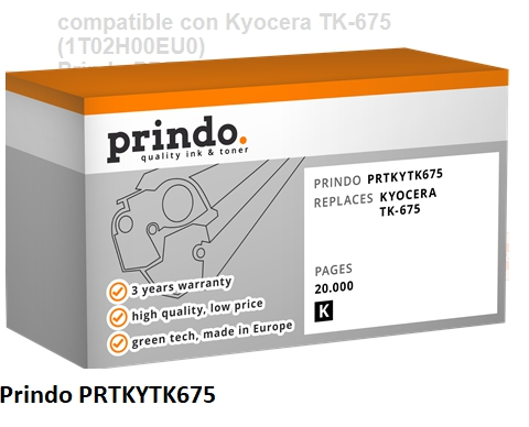 Prindo Tóner negro PRTKYTK675 WWK21389 allternativa para Kyocera TK-675 1T02H00EU0