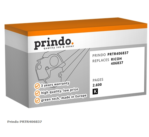 Prindo Tóner negro PRTR406837 Compatible con Ricoh 406837