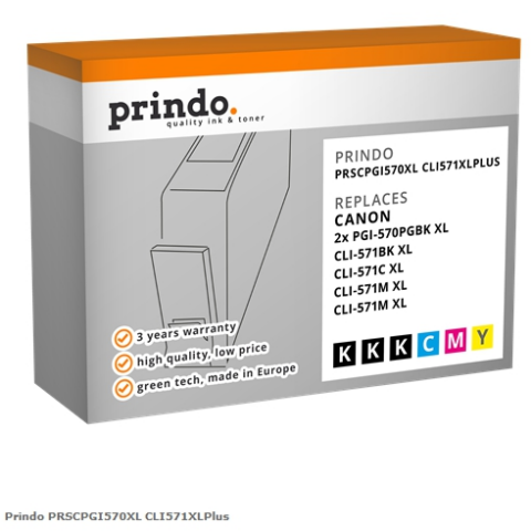 Prindo Multipack PRSCPGI570XL CLI571XLPlus Compatible con Canon: PGI-570 y CLI-571