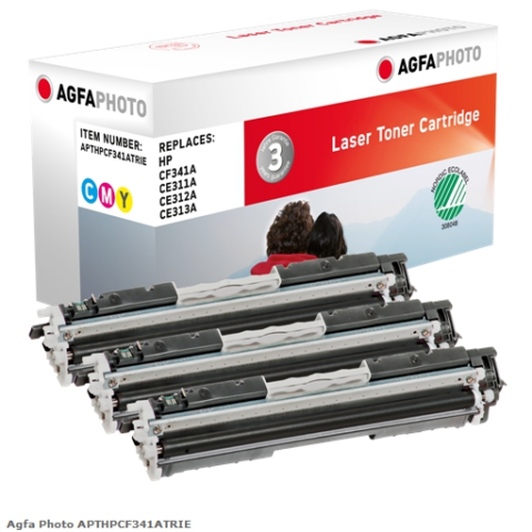 Agfa Photo Multipack cian magenta amarillo APTHPCF341ATRIE Compatible con HP 126A CF341A