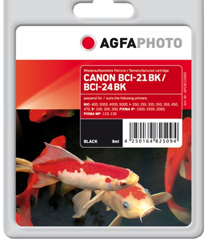 Agfa Photo Cartucho de tinta negro APCBCI24BD Compatible canon BCI-21K BCI-24K