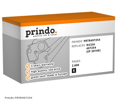 Prindo Tóner negro PRTR407254 Compatible con Ricoh 407254 (SP 201HE)