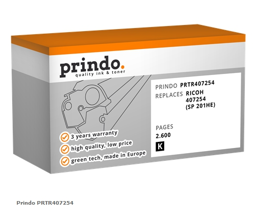 Prindo Tóner negro PRTR407254 Compatible con Ricoh 407254 (SP 201HE)