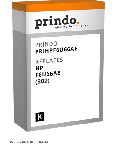 Prindo Cartucho de tinta negro PRIHPF6U66AE Compatible con HP F6U66AE (302)
