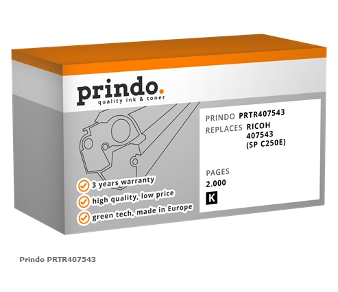 Prindo Tóner negro PRTR407543 Compatible con Ricoh 407543 (SP C250E)