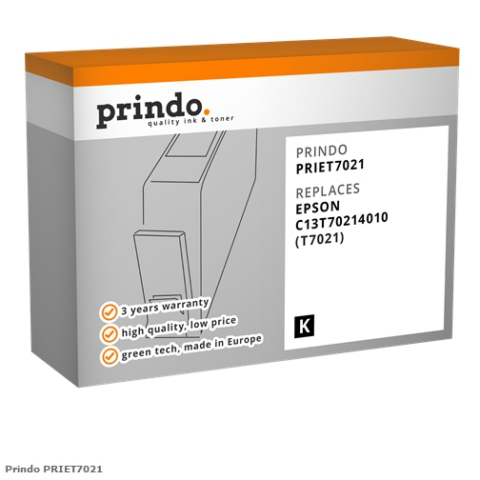 Prindo Cartucho de tinta negro PRIET7021 Compatible con Epson T7021 (C13T70214010)