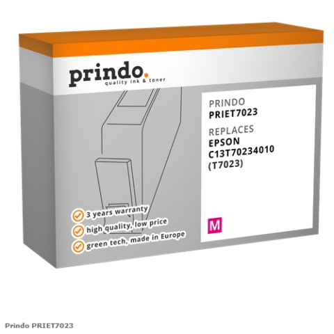 Prindo Cartucho de tinta magenta PRIET7023 Compatible con Epson T7023 (C13T70234010)