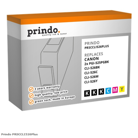 Prindo Multipack PRSCCLI526 alternativa para Canon PGI-525Pgbk CLI