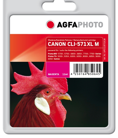 Agfa Photo Cartucho de tinta magenta APCCLI571XLM Compatible con Canon CLI-571m XL