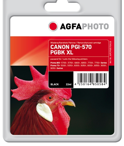 Agfa Photo Cartucho de tinta negro APCPGI570XLB Compatible con Canon PGI-570pgbk XL