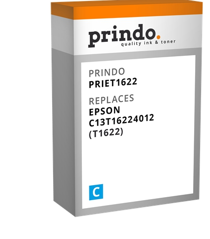 Prindo Cartucho de tinta cian PRIET1622 Compatible con Epson T1622 (C13T16224012)