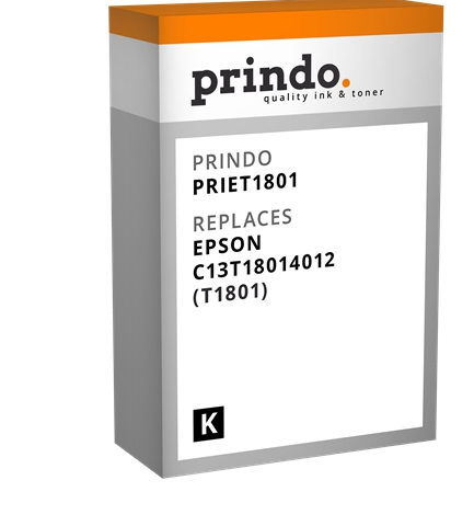 Prindo Cartucho de tinta negro PRIET1801 Compatible con Epson T1801 (C13T18014012)