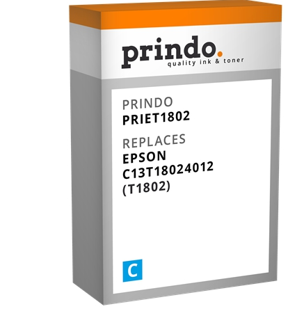 Prindo Cartucho de tinta cian PRIET1802 Compatible con Epson T1802 (C13T18024012)