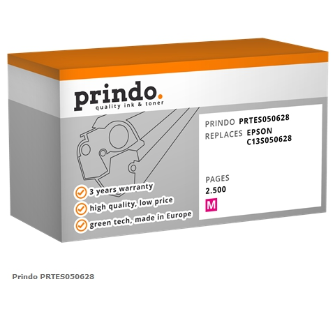 Prindo Tóner magenta PRTES050628 Compatible con Epson 0628 (C13S050628)