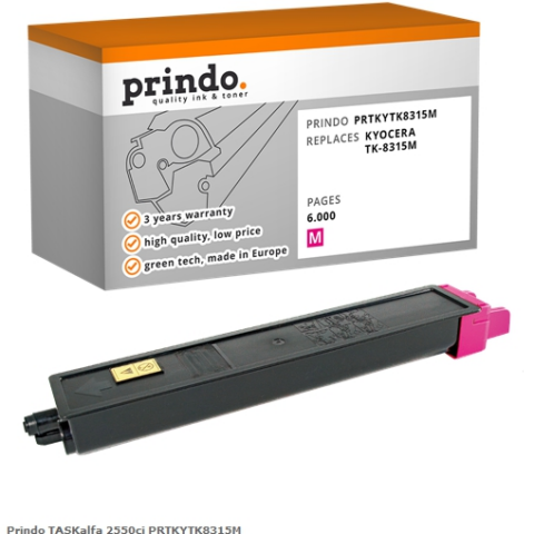 Prindo Tóner magenta PRTKYTK8315M Prindo 6000 Páginas alternativa para Kyocera TK-8315m